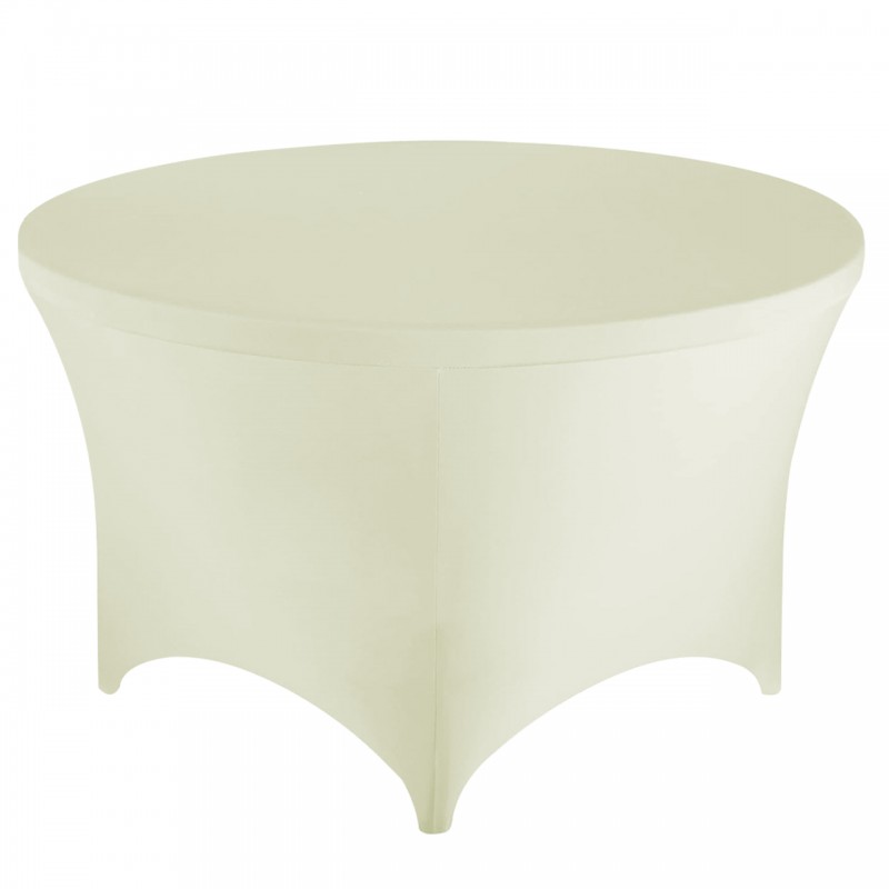 Stretch Spandex 5 ft Round Table Cover Ivory 