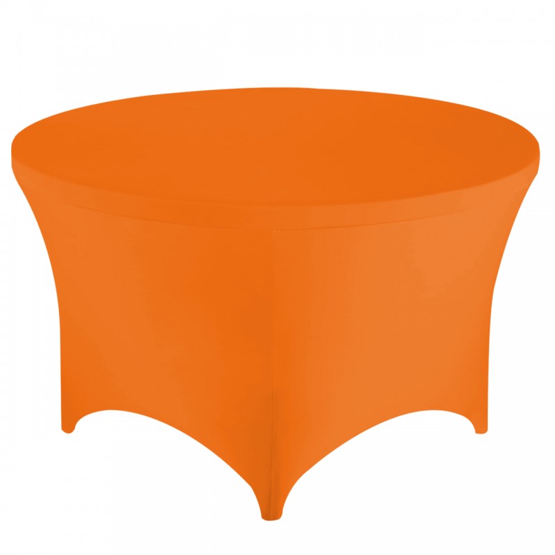 Stretch Spandex 6 ft Round Table Cover Orange 
