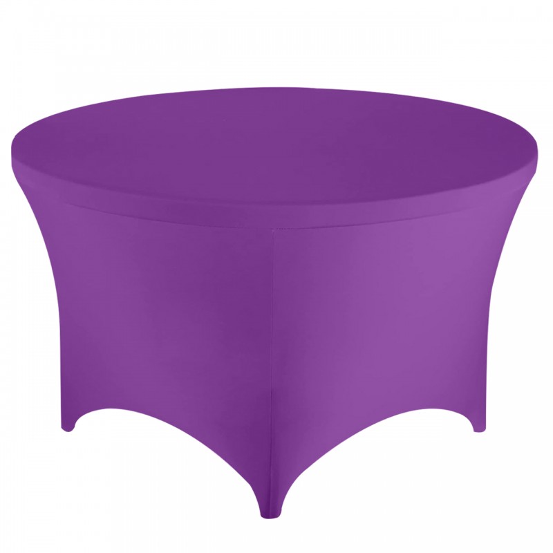 Stretch Spandex 6 ft Round Table Cover Purple 
