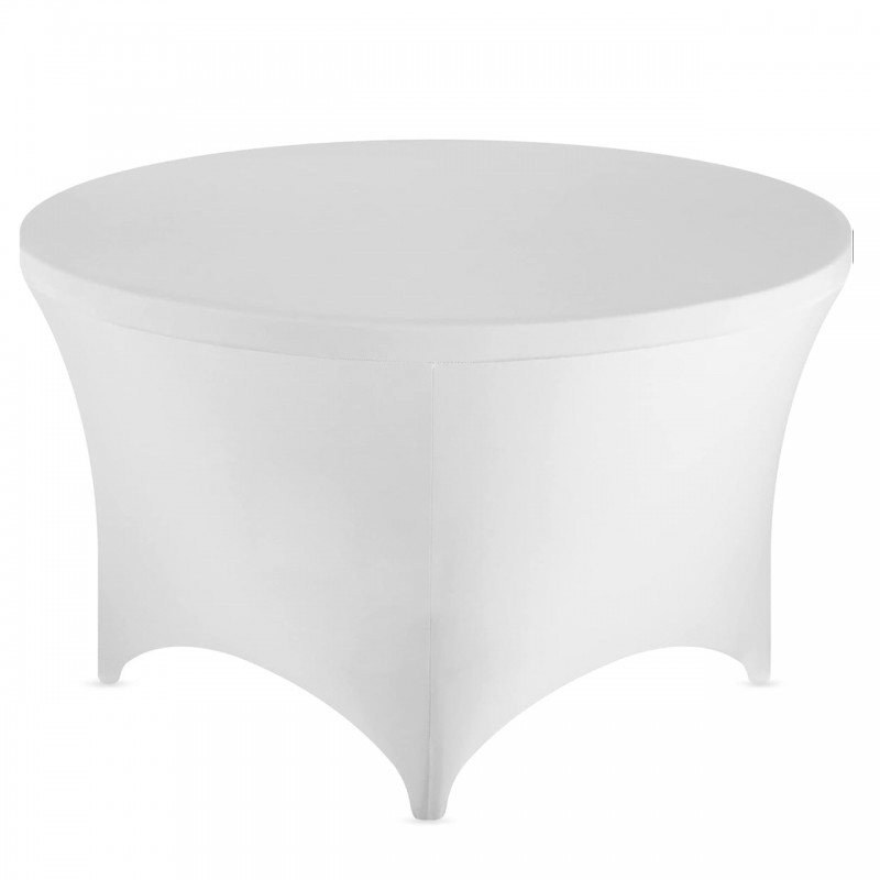 Stretch Spandex 5 ft Round Table Cover White 