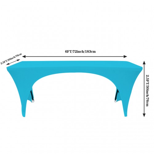 Stretch Spandex 6 ft Open Sides Rectangular Table Cover Turquoise