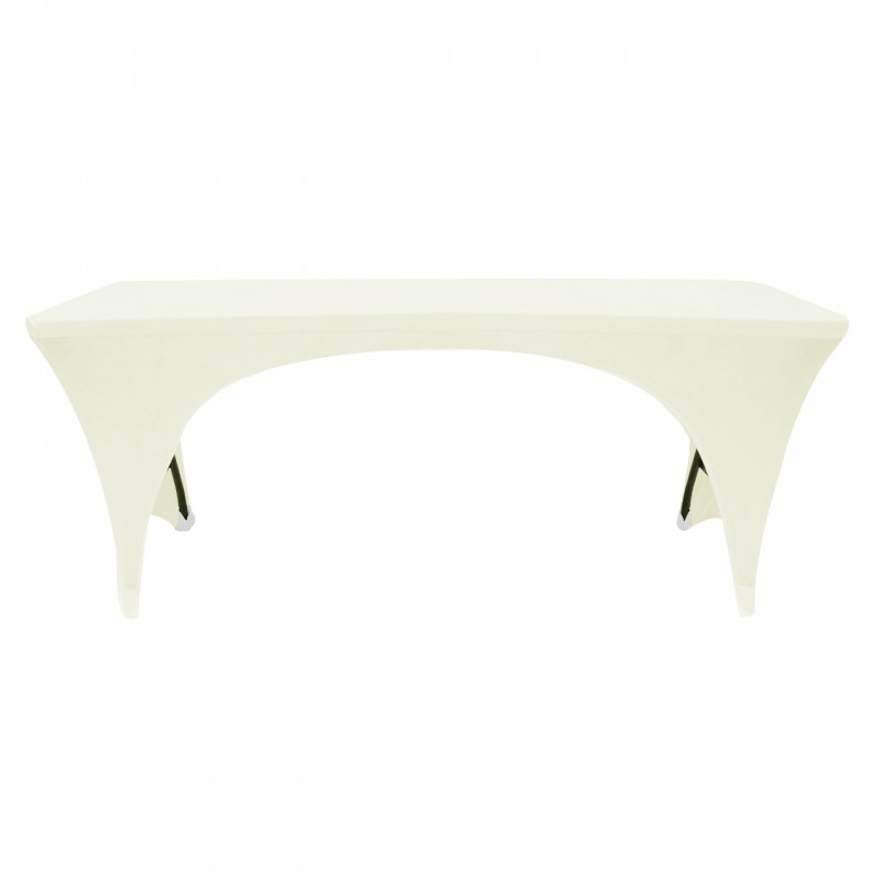 Stretch Spandex 6 ft Open Sides Rectangular Table Cover Ivory 