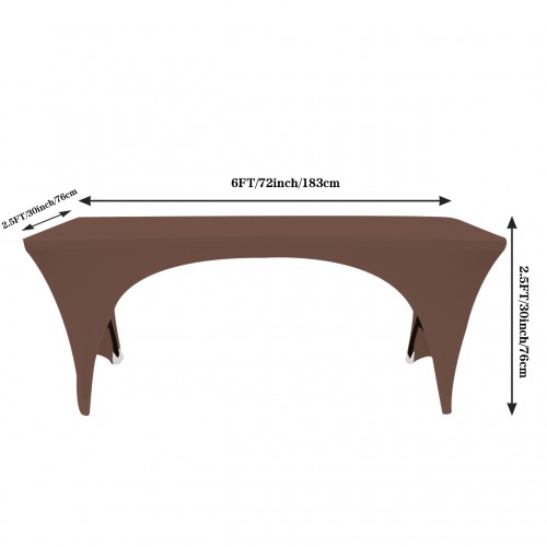 Stretch Spandex 6 ft Open Sides Rectangular Table Cover Chocolate