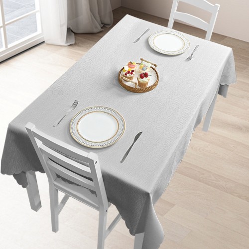 60" x 84" Rectangle Jacquard Tablecloth Straight Stripe Patterns TableCloth Silver