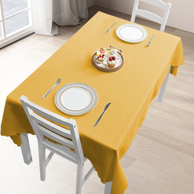 60" x 84" Rectangle Jacquard Tablecloth Straight Stripe Patterns TableCloth Gold 
