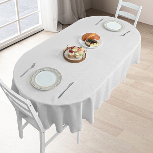 70" x 52"  Oval Jacquard Tablecloth Straight stripe patterns Table Cloth White