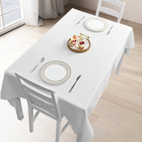 60" x 84" Rectangle Jacquard Tablecloth Straight stripe patterns Table Cloth White