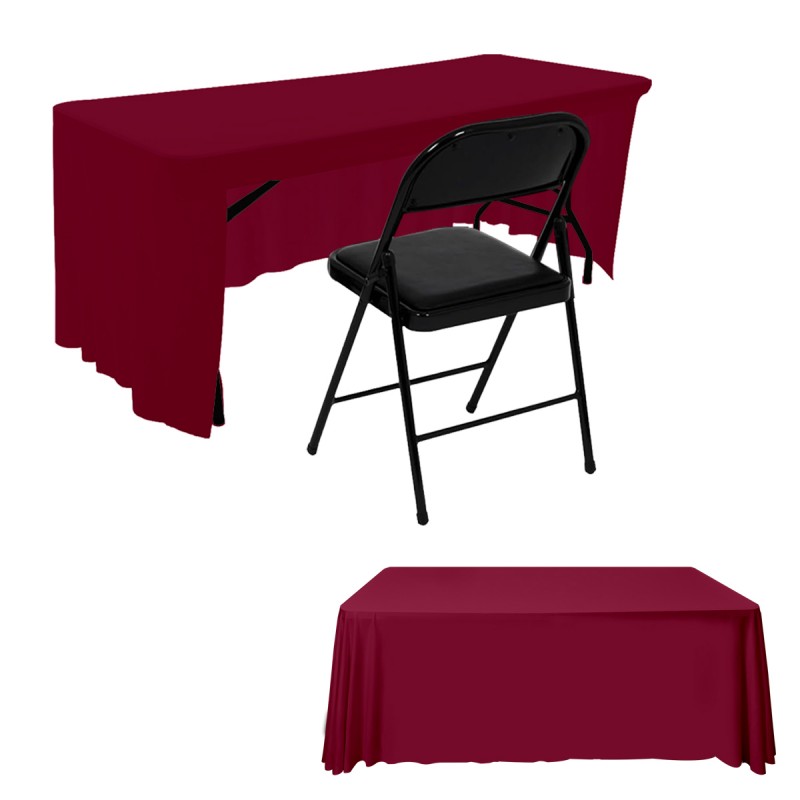 6FT Open Back Table Skirts Burgundy 