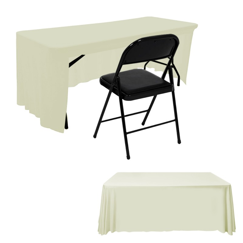 6FT Open Back Table Skirts Ivory 