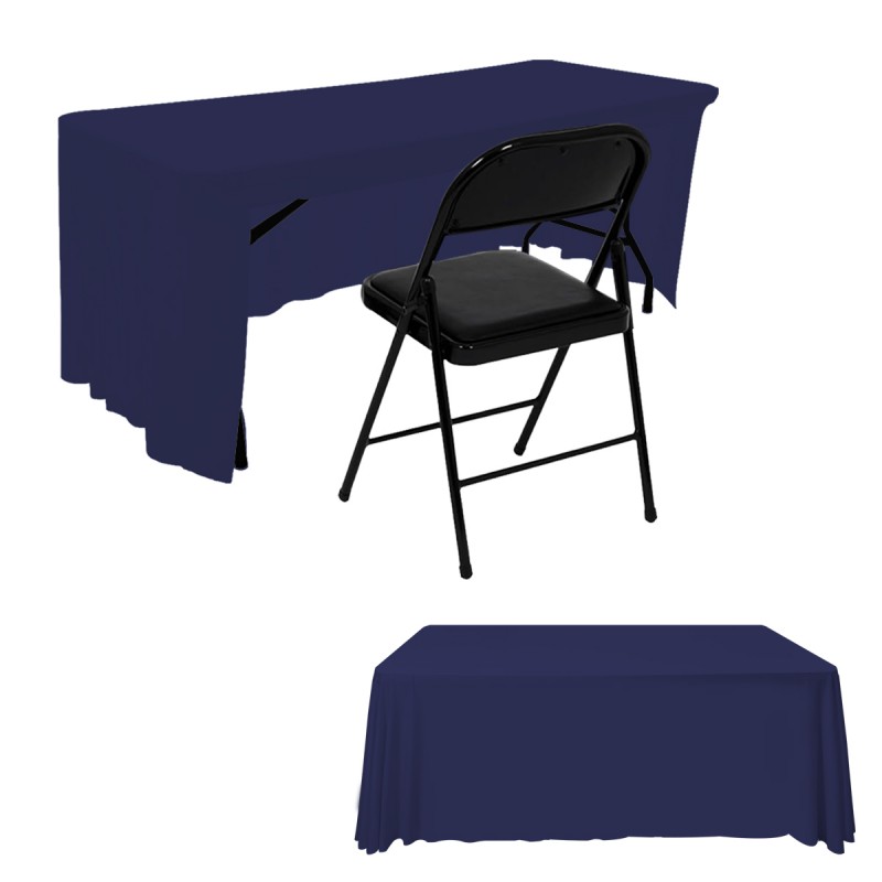 6FT Open Back Table Skirts  Navy Blue 