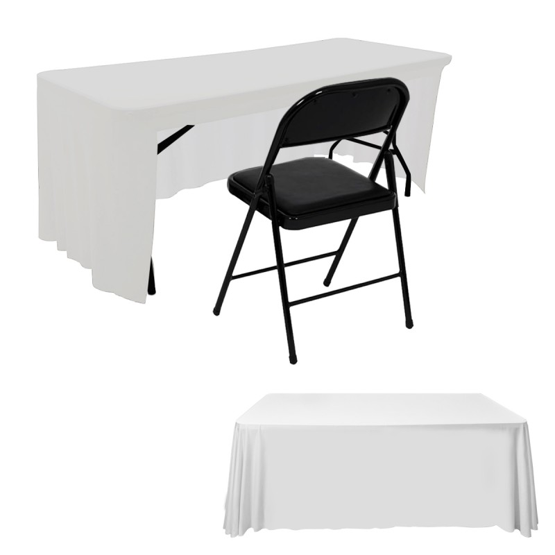 6FT Open Back Table Skirts White 