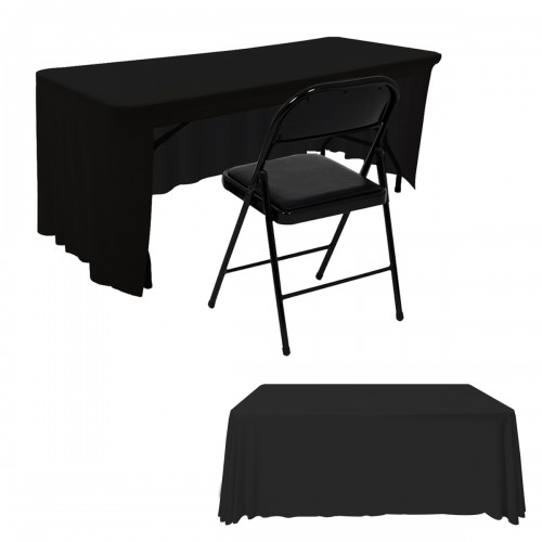 6FT Open Back Table Skirts Black