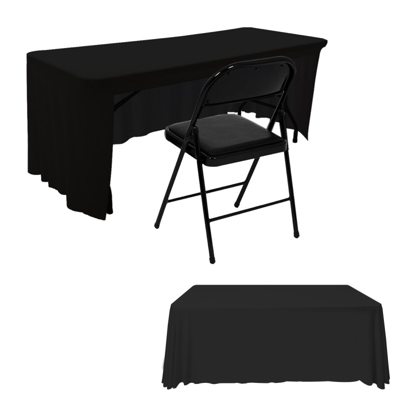 6FT Open Back Table Skirts Black 