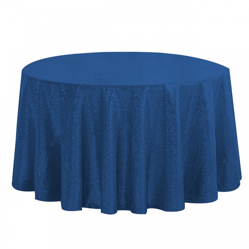 120 Inch Round Glitz Sequin Tablecloth Navy Blue 