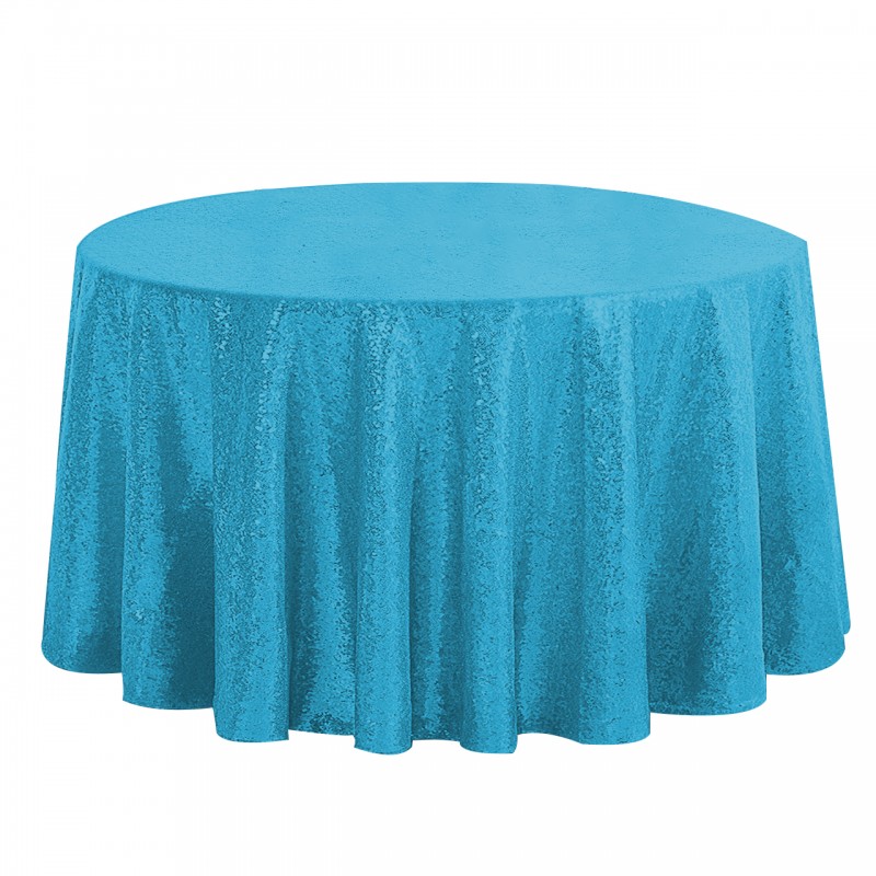 120 Inch Round Glitz Sequin Tablecloth Turquoise 