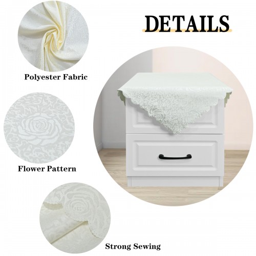 Square Jacquard Tablecloth Peony Damask Patterns Table Cloth Ivory 