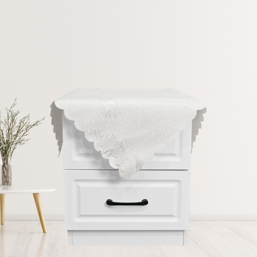 Square  Jacquard Tablecloth Anchovy Patterns  Table Cloth White