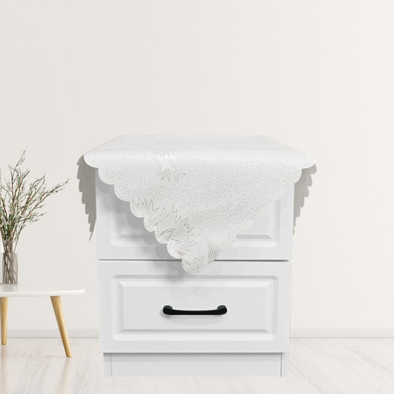 Square  Jacquard Tablecloth Anchovy Patterns  Table Cloth White 