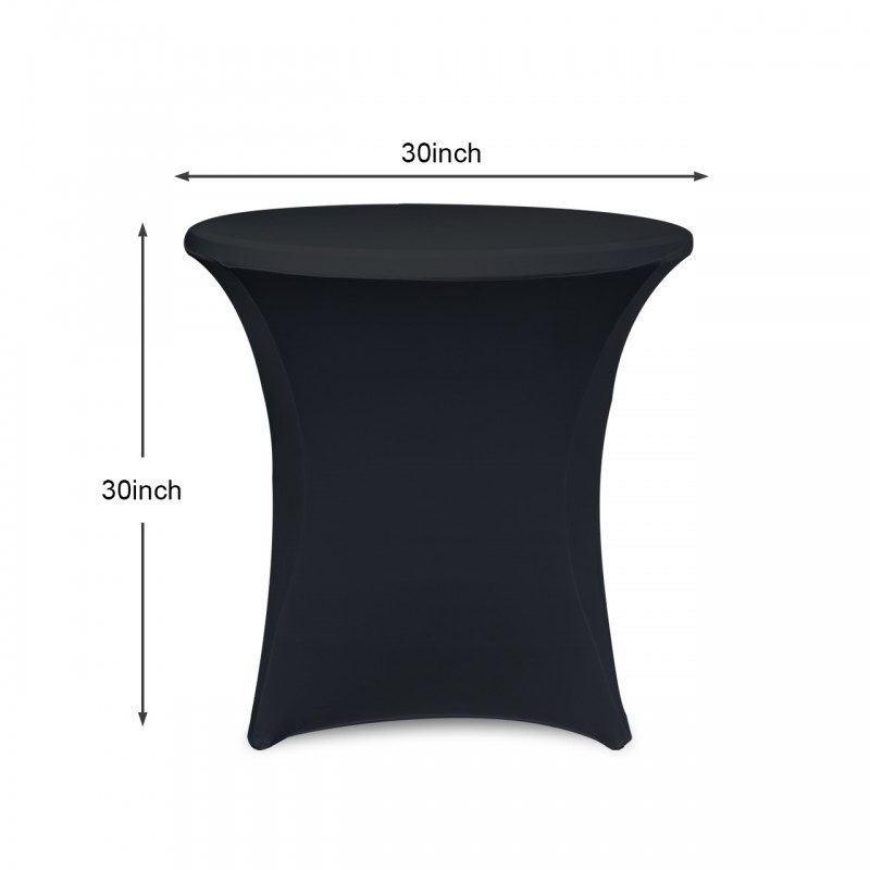 30 x 30 Inch Lowboy Cocktail Round Stretch Spandex Table Cover Black 