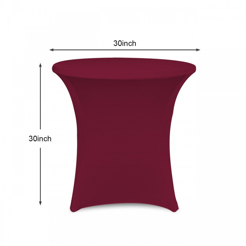 30 x 30 Inch Lowboy Cocktail Round Stretch Spandex Table Cover Burgundy 