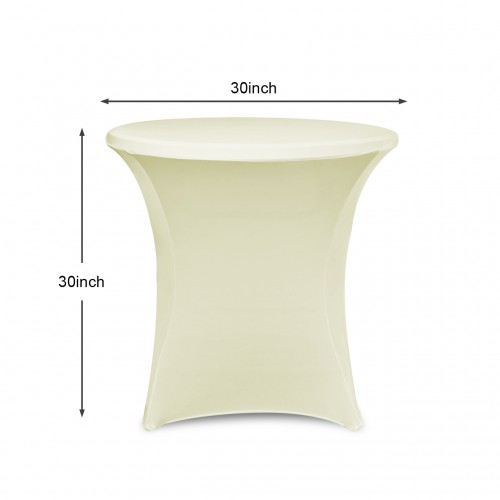 30 x 30 Inch Lowboy Cocktail Round Stretch Spandex Table Cover Ivory