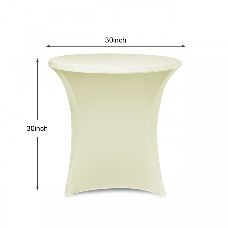 30 x 30 Inch Lowboy Cocktail Round Stretch Spandex Table Cover Ivory 