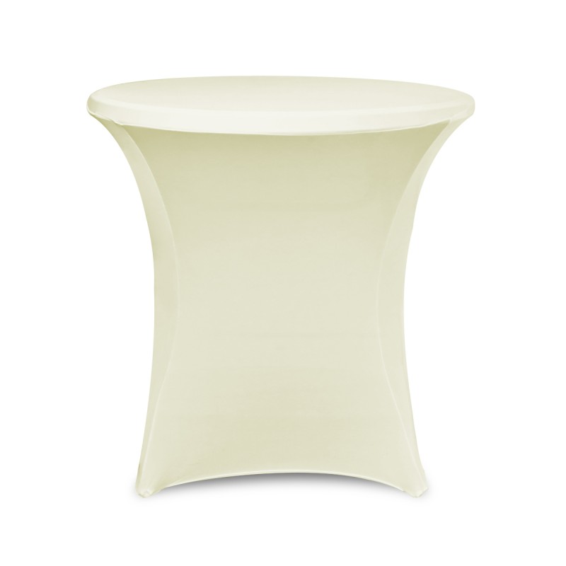30 x 30 Inch Lowboy Cocktail Round Stretch Spandex Table Cover Ivory 