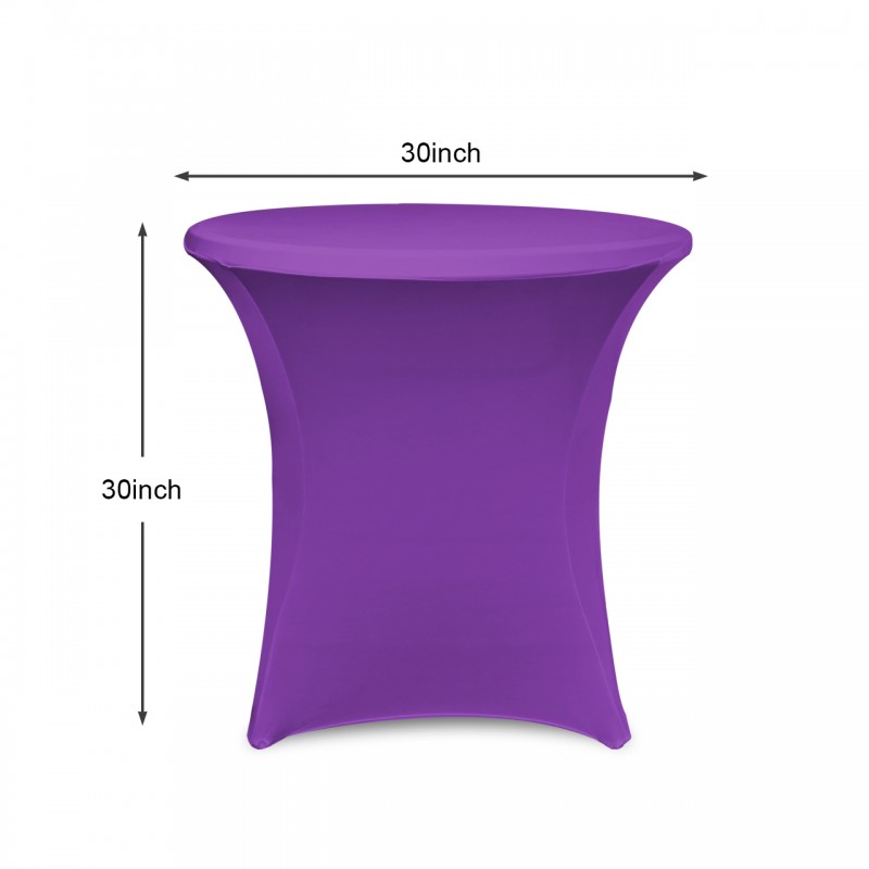 30 x 30 Inch Lowboy Cocktail Round Stretch Spandex Table Cover Purple 