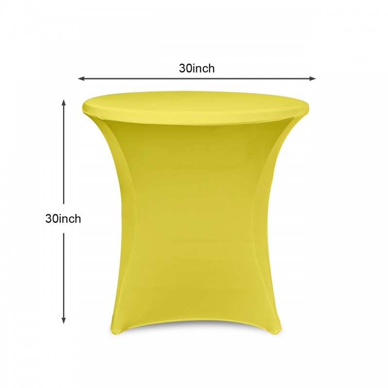 30 x 30 Inch Lowboy Cocktail Round Stretch Spandex Table Cover Yellow 