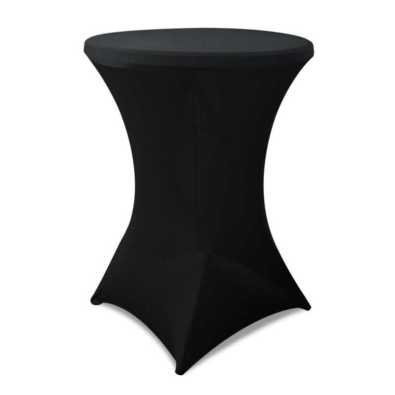 32 Inch Highboy Cocktail Round Stretch Spandex Table Cover Black 