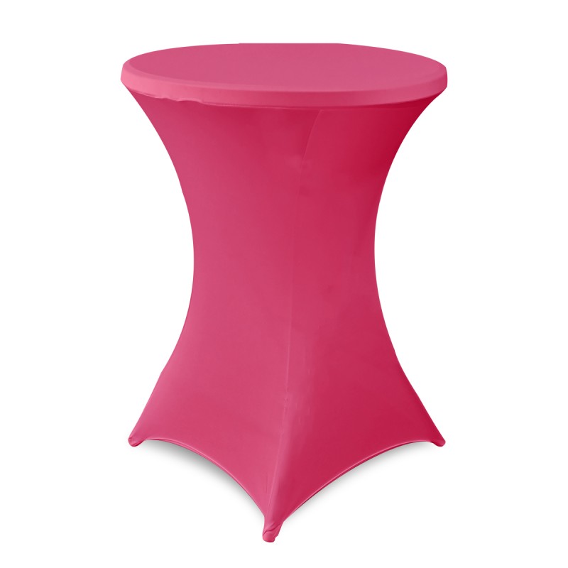 32 Inch Highboy Cocktail Round Stretch Spandex Table Cover Fuchsia 
