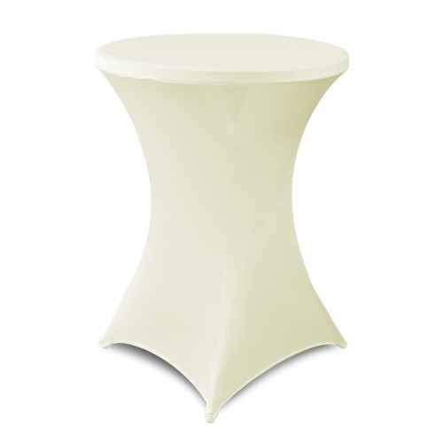 32 Inch Highboy Cocktail Round Stretch Spandex Table Cover Ivory