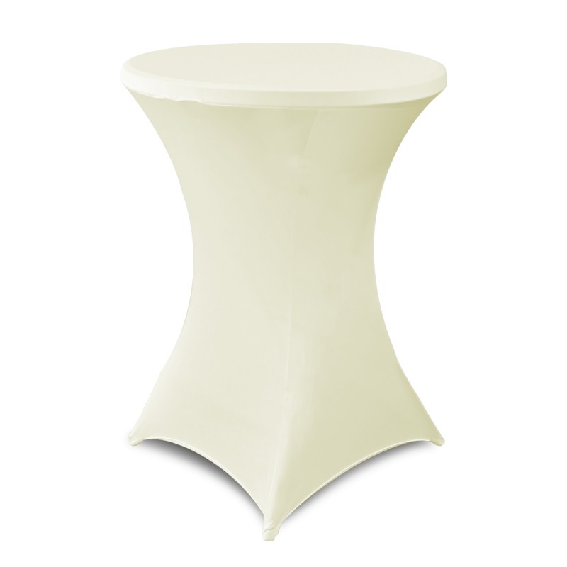 32 Inch Highboy Cocktail Round Stretch Spandex Table Cover Ivory 