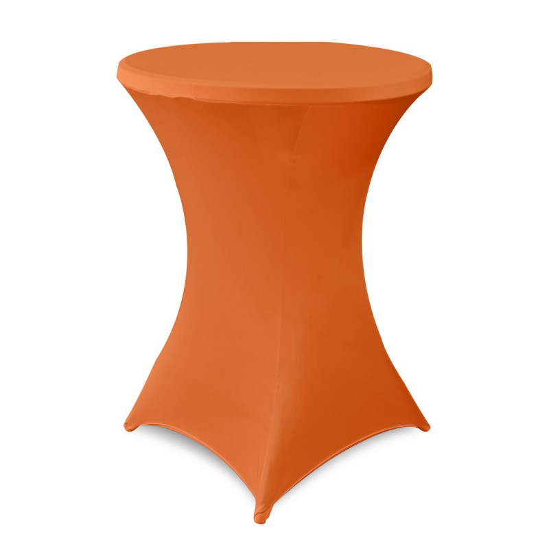 32 Inch Highboy Cocktail Round Stretch Spandex Table Cover Orange 
