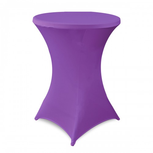 32 Inch Highboy Cocktail Round Stretch Spandex Table Cover Purple