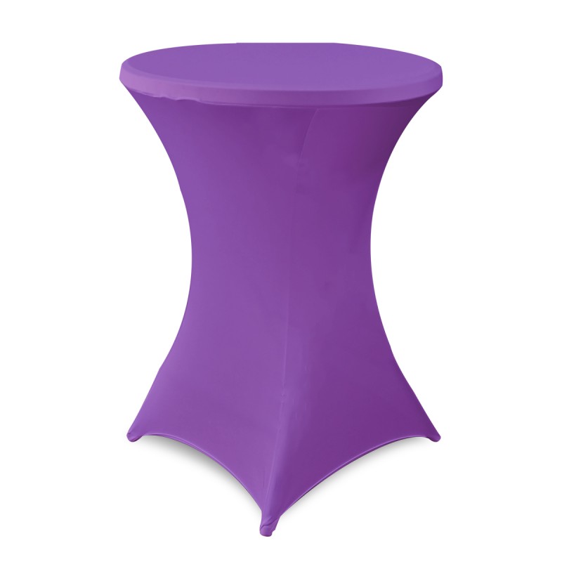 32 Inch Highboy Cocktail Round Stretch Spandex Table Cover Purple 
