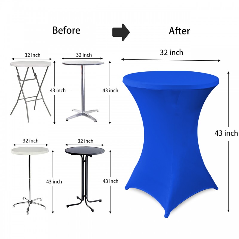 32 Inch Highboy Cocktail Round Stretch Spandex Table Cover Royal Blue 