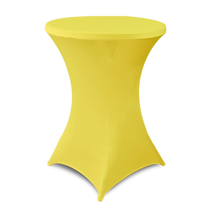 32 Inch Highboy Cocktail Round Stretch Spandex Table Cover Yellow 