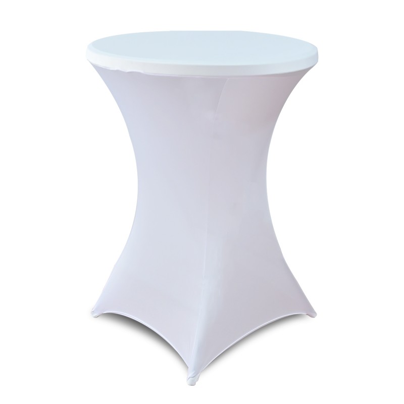 32 Inch Highboy Cocktail Round Stretch Spandex Table Cover White 