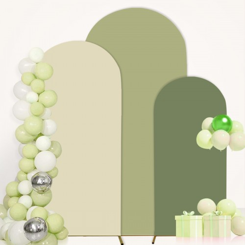 Set of 3 Arch Backdrop Covers (Deep Green + Beige + Light Green)