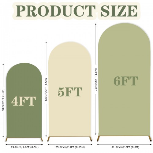 Set of 3 Arch Backdrop Covers (Deep Green + Beige + Light Green) 