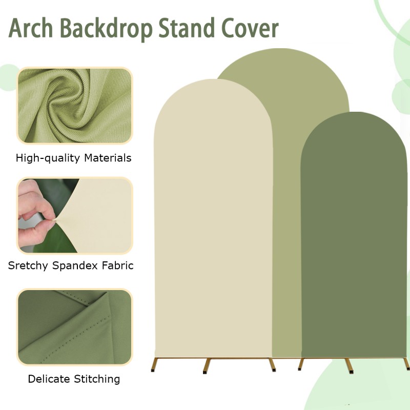 Set of 3 Arch Backdrop Covers (Deep Green + Beige + Light Green) 
