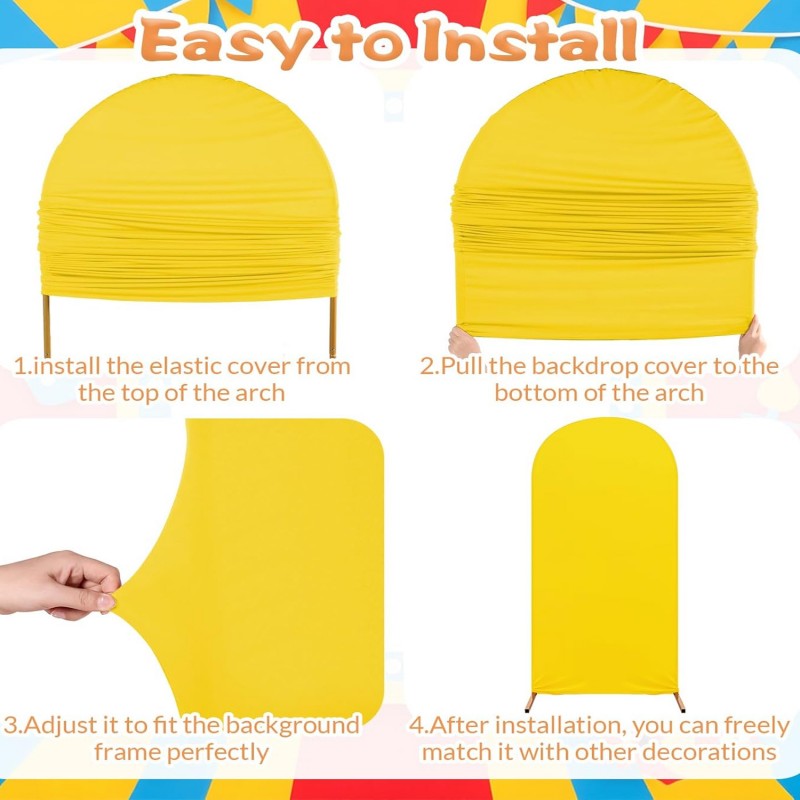 Set of 3 Arch Backdrop Covers (Red+Yellow+Light Blue) 