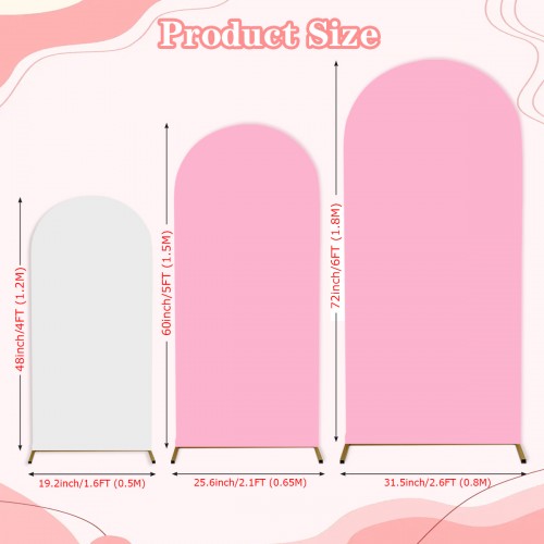 Set of 3 Arch Backdrop Covers (White + Pink + Pink) 