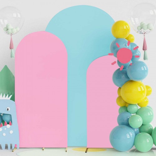 Double Color Arch Backdrop Cover Set of 3 (Pink+Blue)