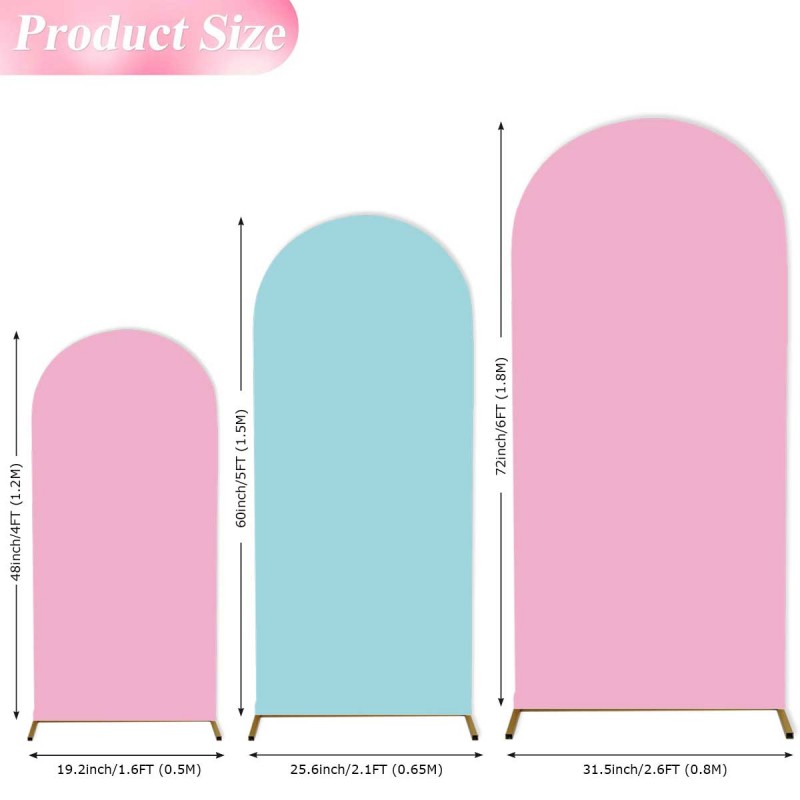 Double Color Arch Backdrop Cover Set of 3 (Pink+Blue) 