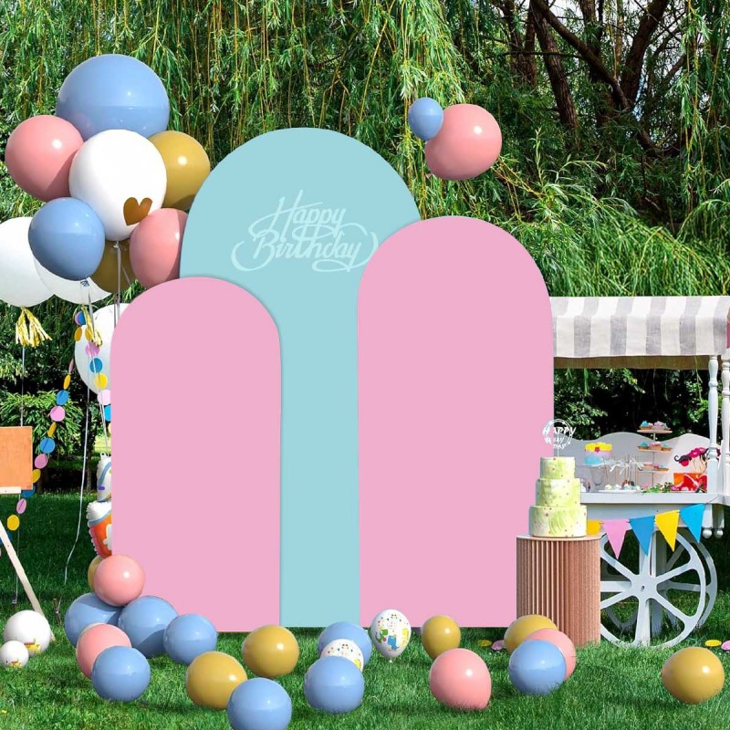 Double Color Arch Backdrop Cover Set of 3 (Pink+Blue) 