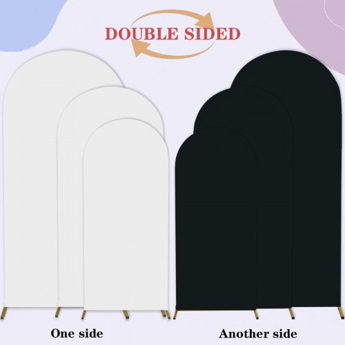 Double Color Arch Backdrop Cover Set of 3 (White+Black)