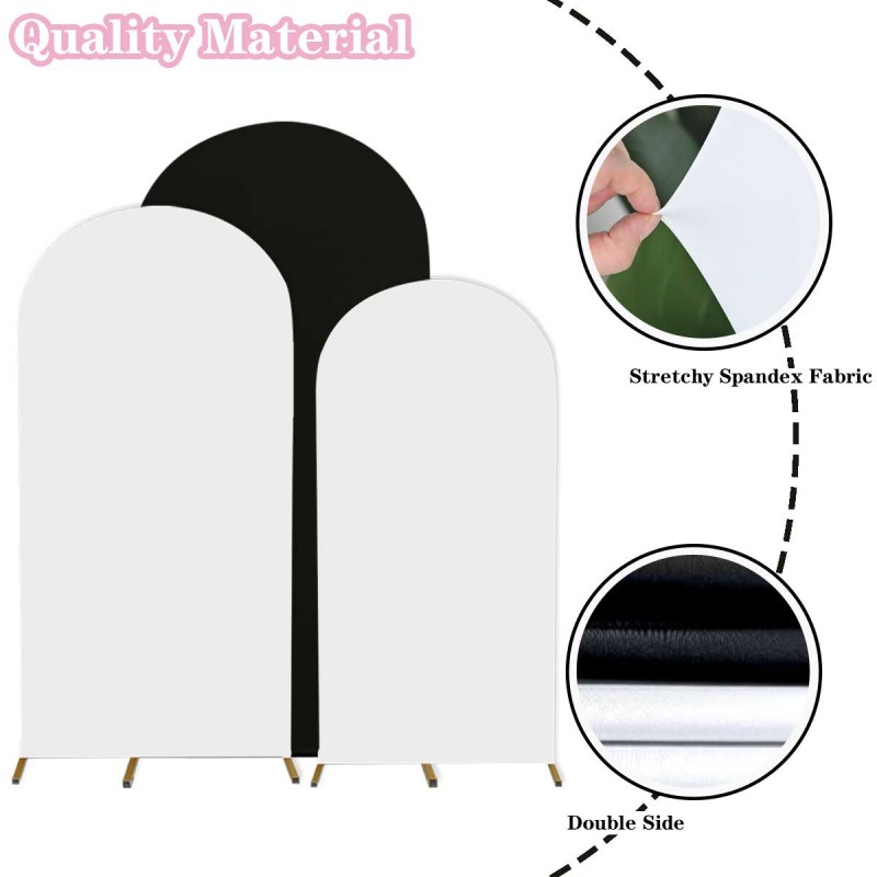 Double Color Arch Backdrop Cover Set of 3 (White+Black) 