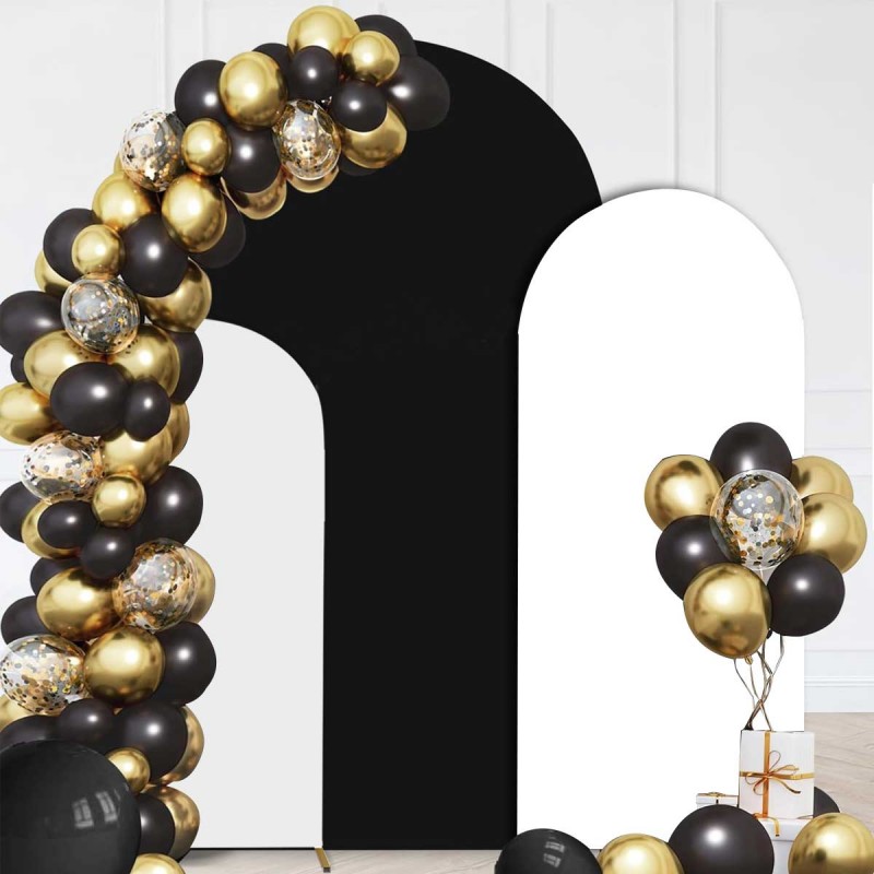 Double Color Arch Backdrop Cover Set of 3 (White+Black) 